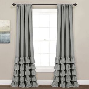 Open Box - Lush Decor - Set of 2 (84"x40") Allison Ruffle Rod Pocket Light Gray